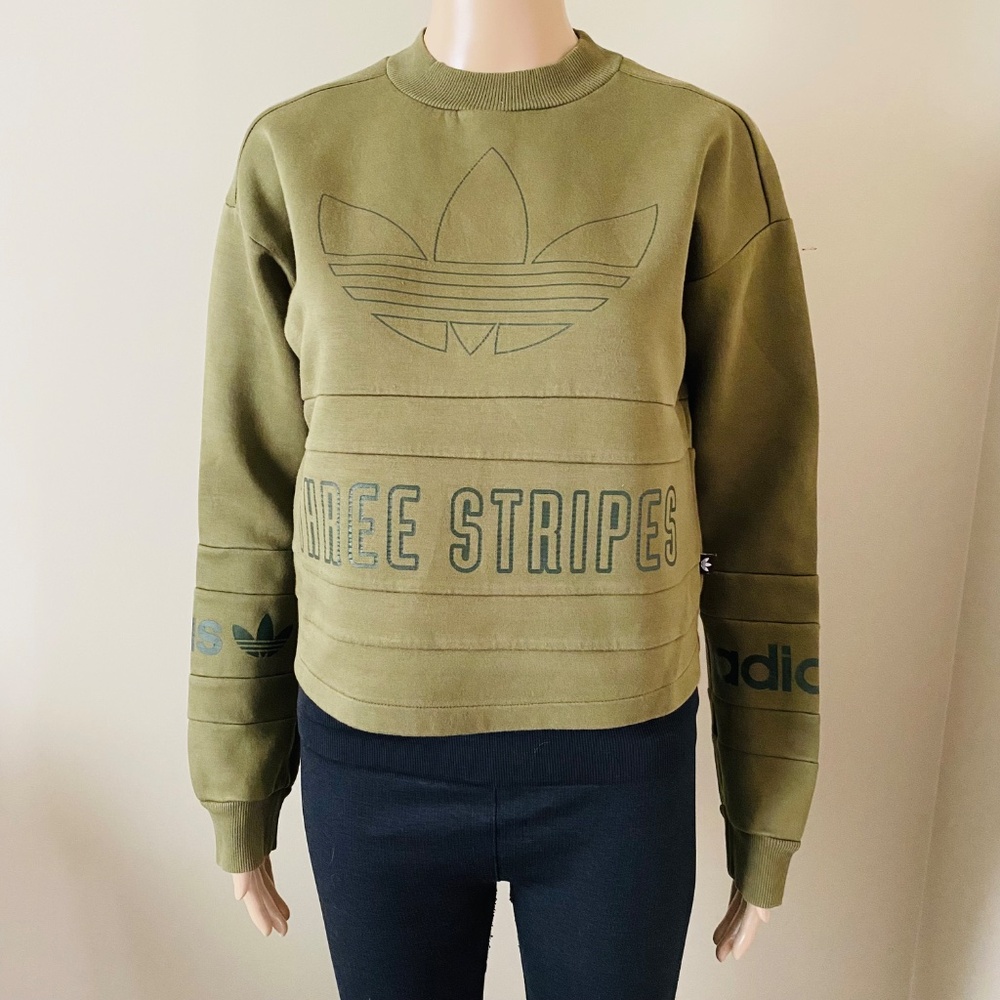 Adidas Khaki Green Crewneck Sweatshirt, women’s medium